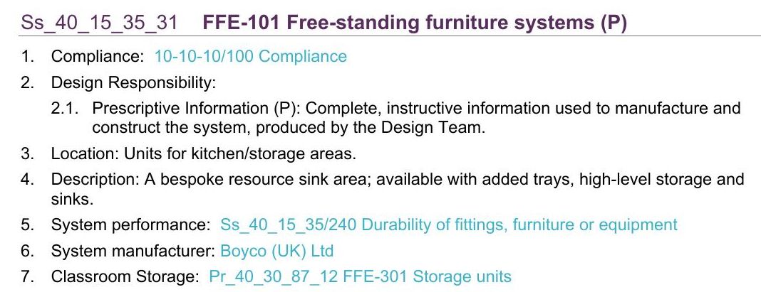 FFE-101 · restaurant kitchen/storage furniture system, as issued