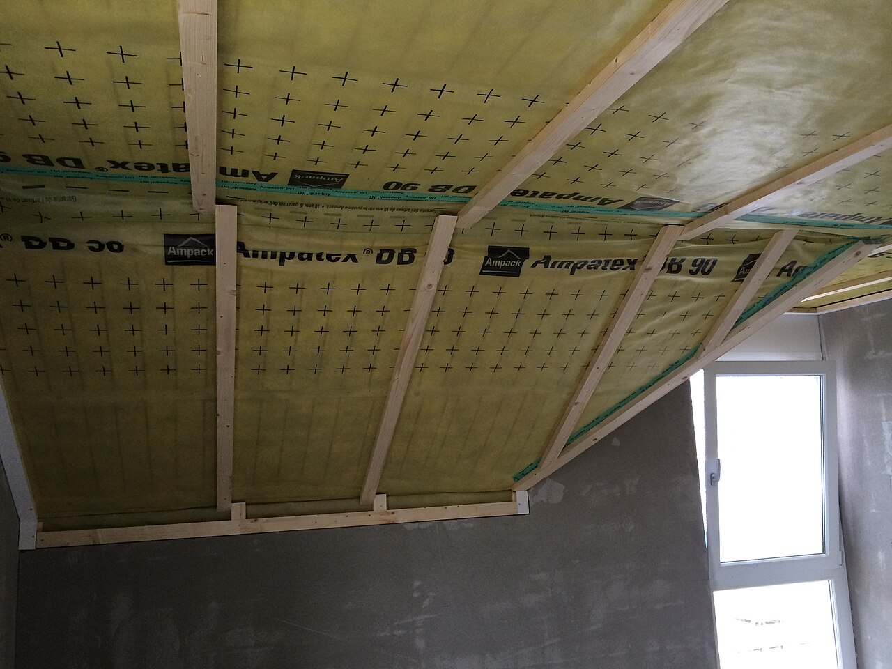 A vapour control membrane installed inside a new building