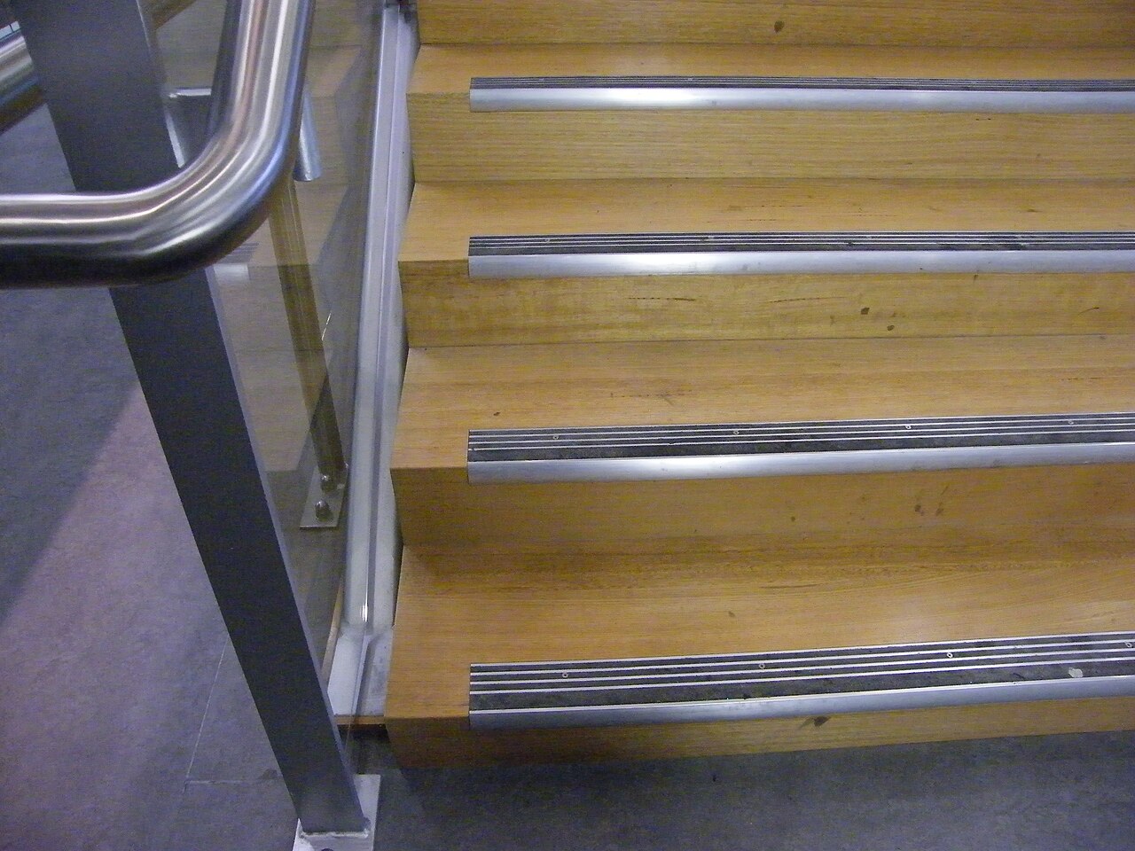 Stair nosings on the internal stairs of an office building