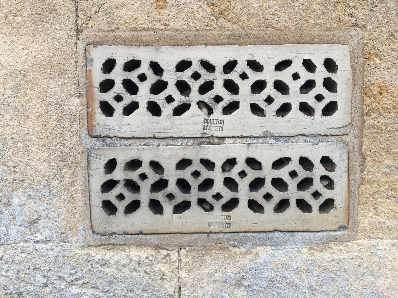 Air bricks in a wall on St Mary's Road, Tewkesbury