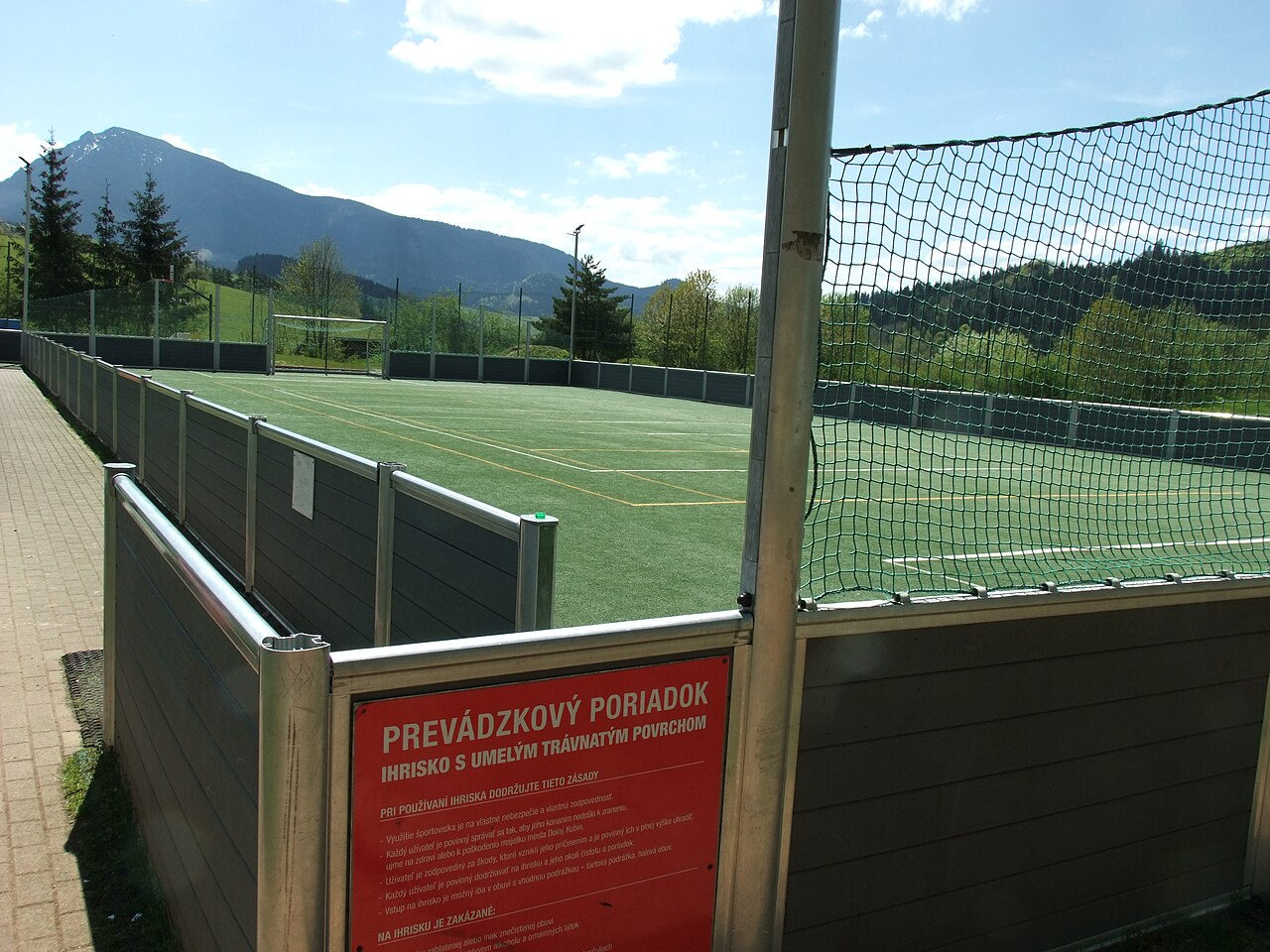 An artificial grass playground at a sports complex in Dolný Kubín, Slovakia