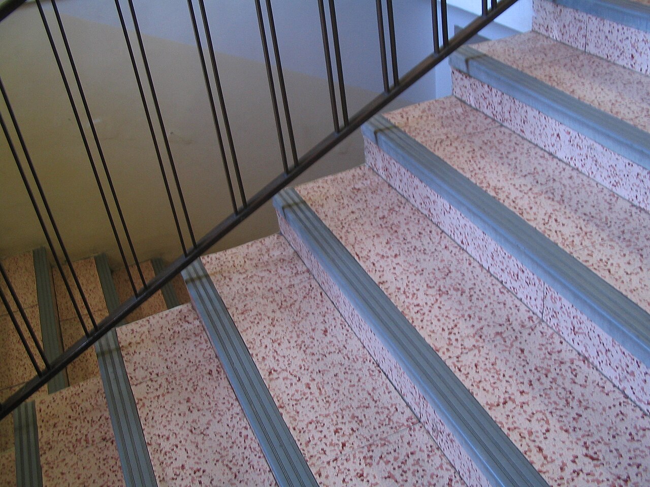 Stairs in a tower block finished with linoleum