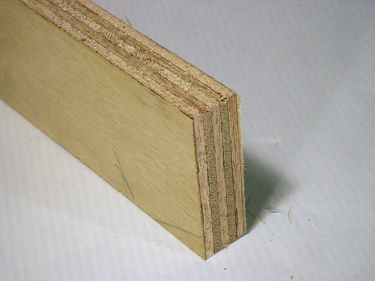 Close-up of a plywood sheet with a veneer face