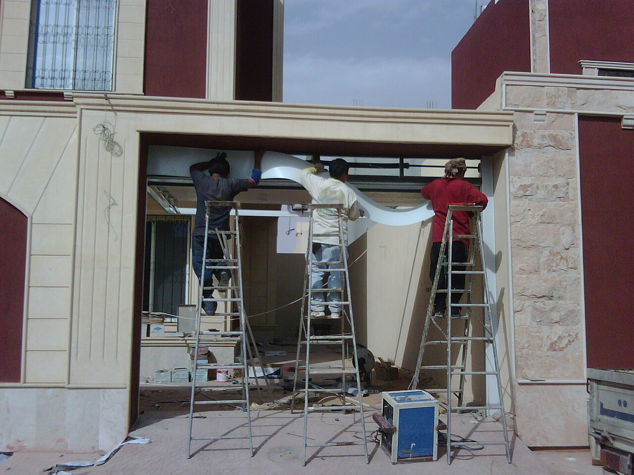 An insulated sectional garage door fitted to a new villa