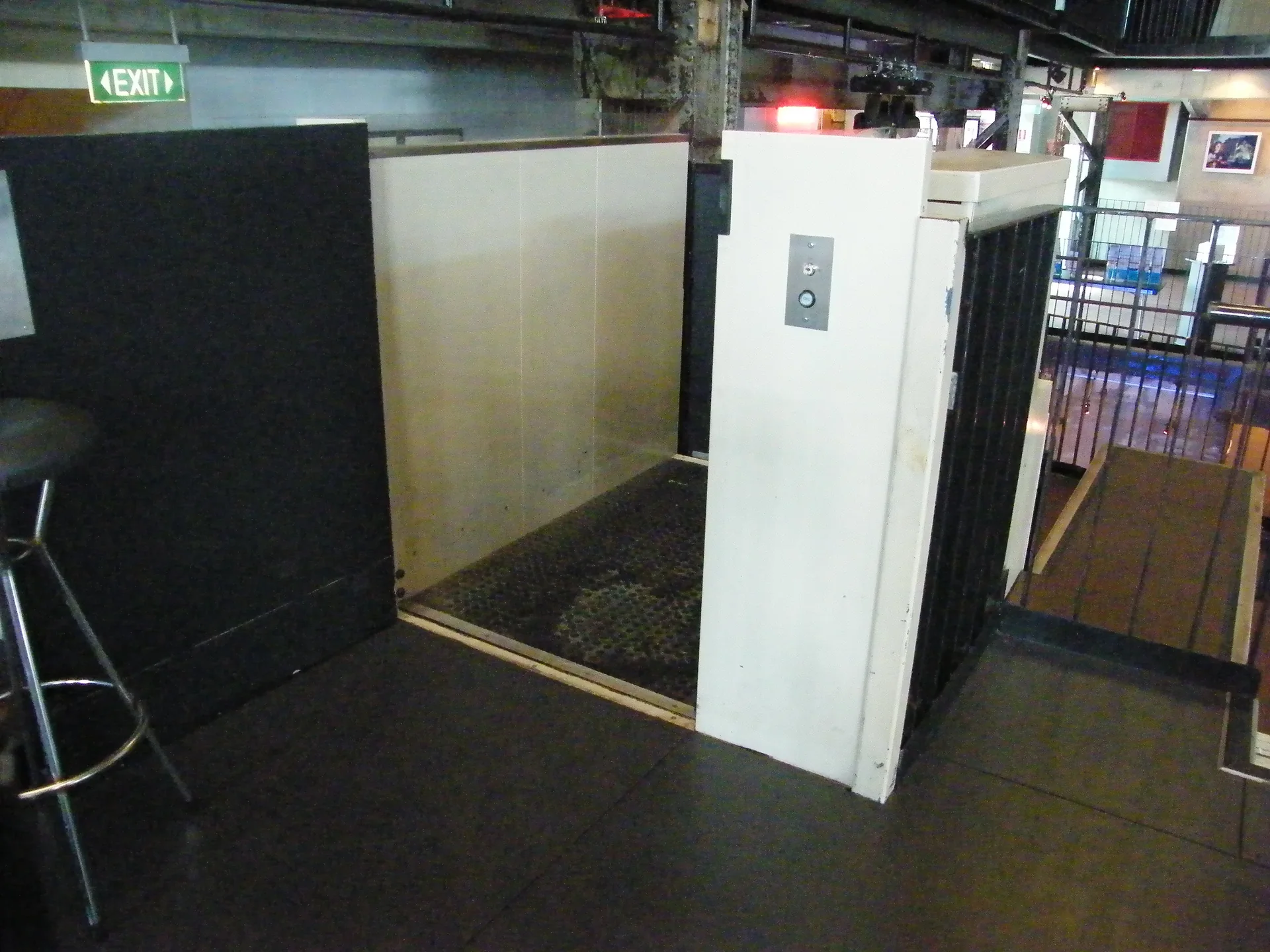 A lift giving access to the turbine stage at Brisbane Powerhouse, a former power station converted to an arts centre