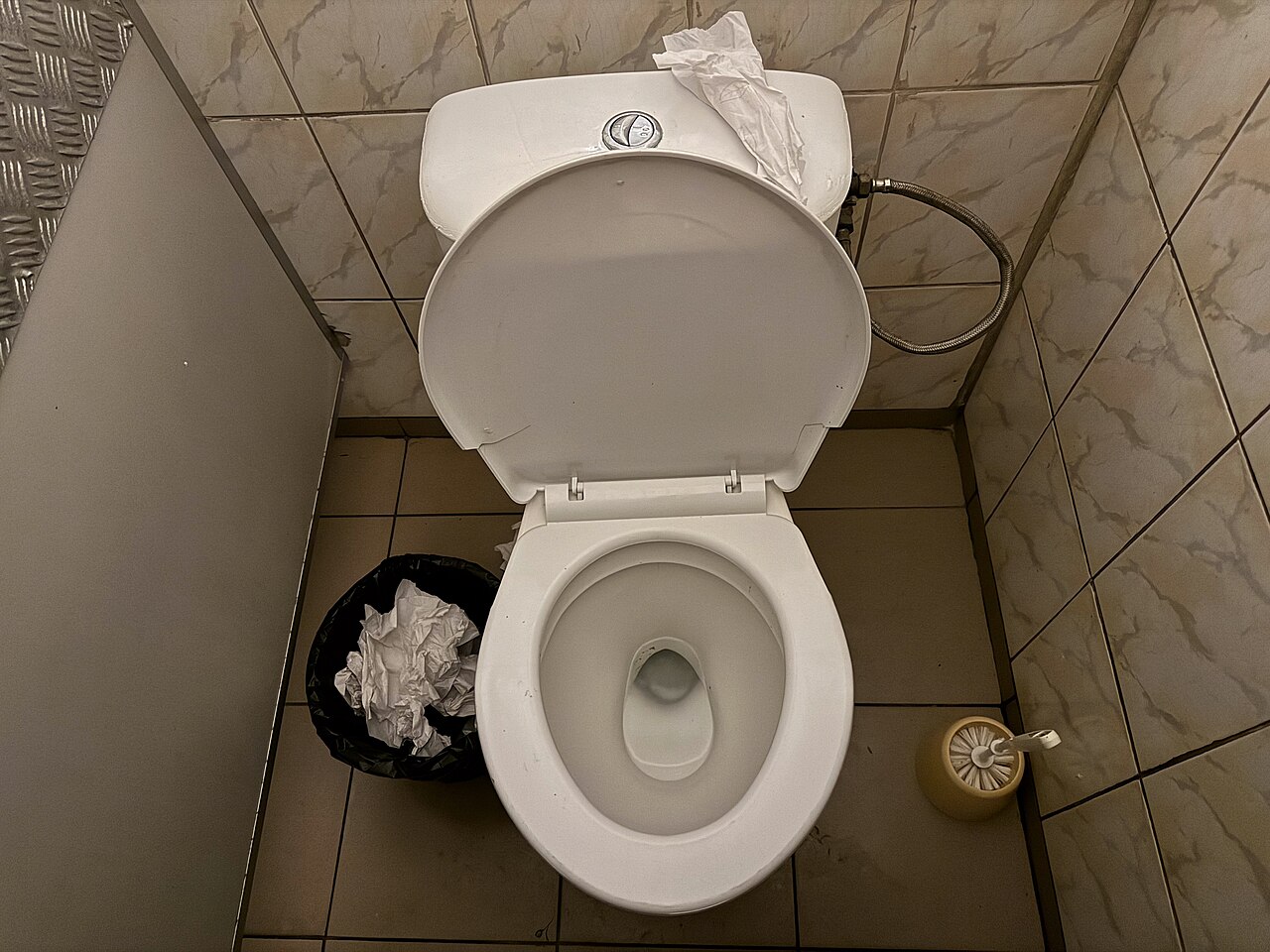 A WC in a public washroom at Riga Coach Station