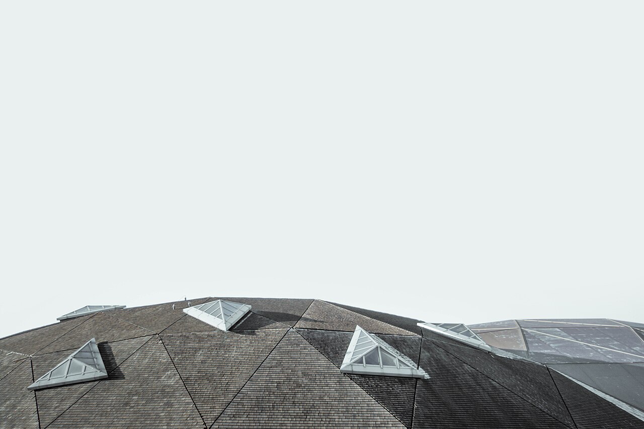 Triangular glazed skylights photographed in Scunthorpe, UK