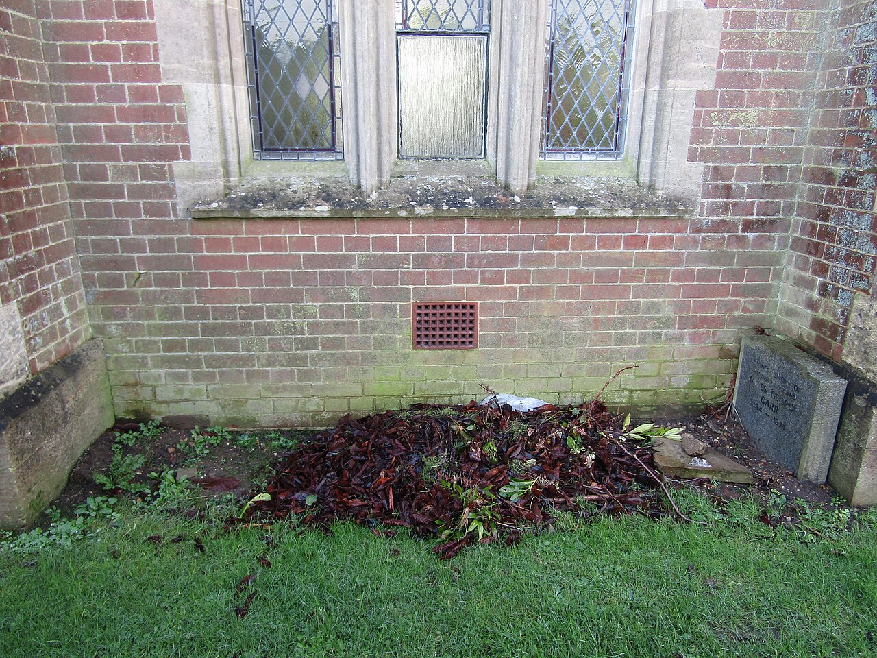 An air brick in the north elevation of the cemetery chapel at Cromer, Norfolk