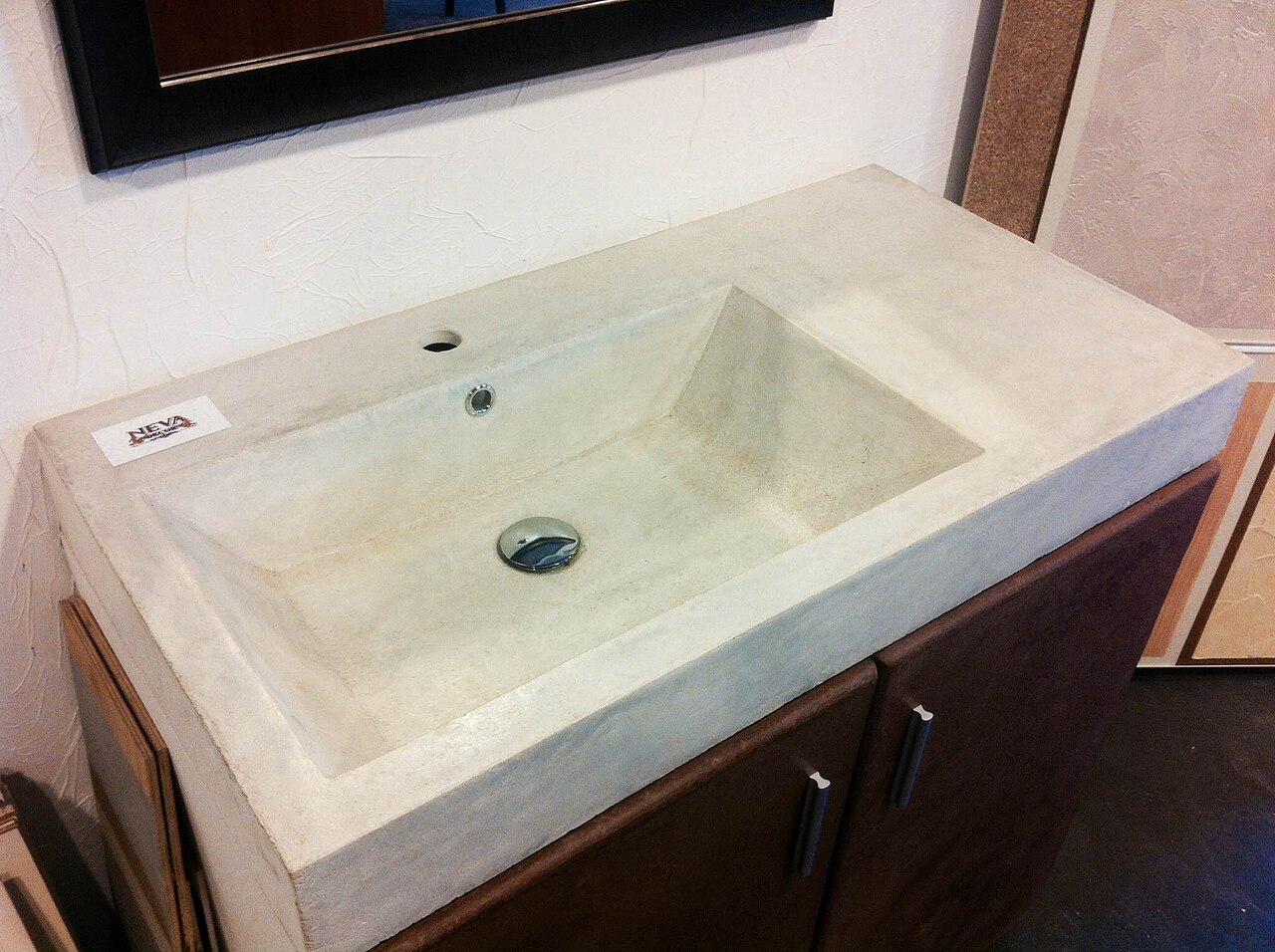 A washbasin finished in microcement