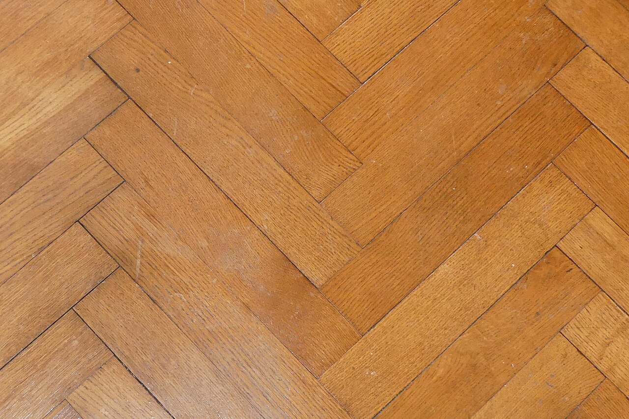 Wood parquet floor in the living room of a house at Rheinstraße 4, Lustenau, Austria