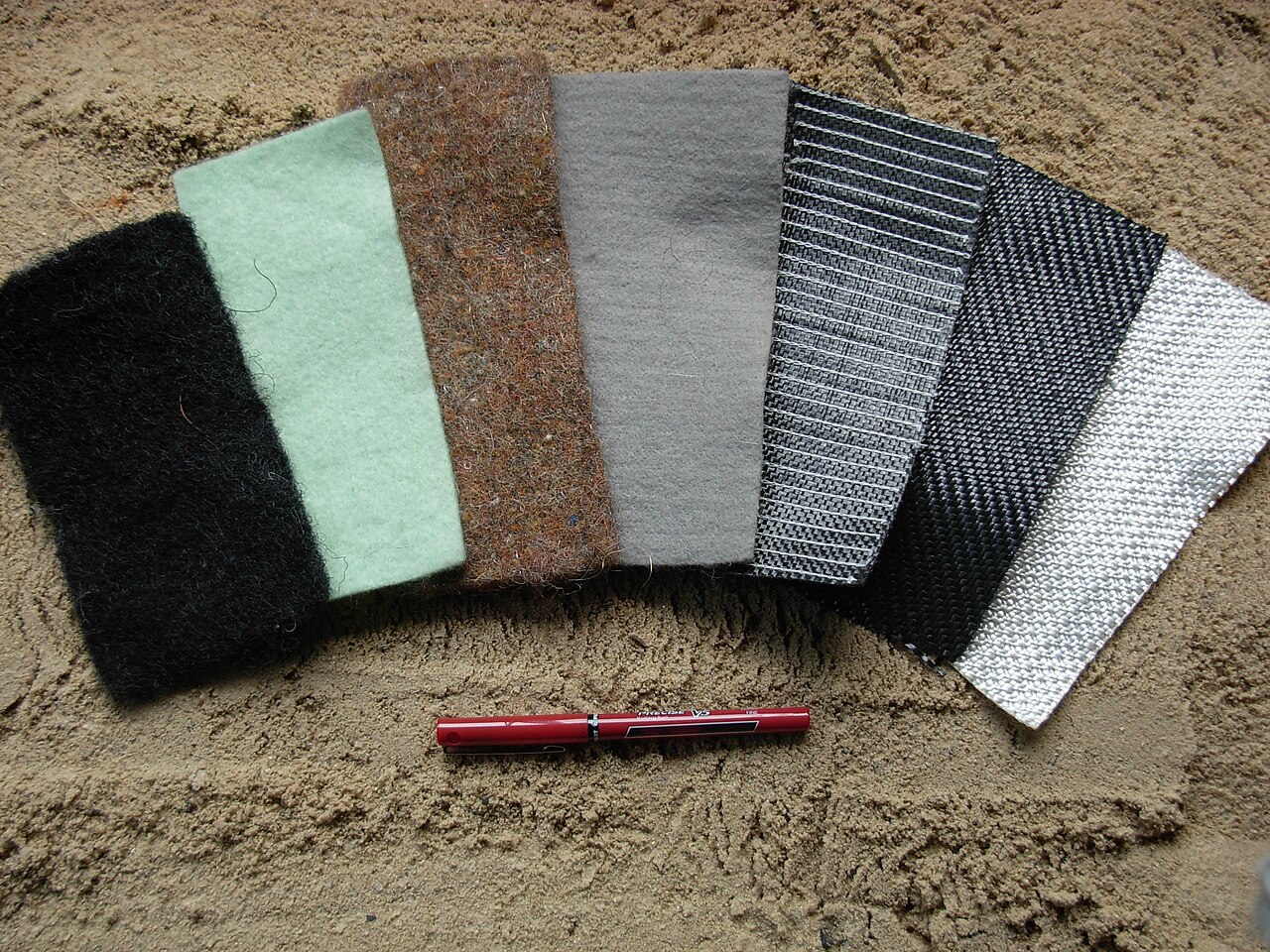 Several geotextile fabrics