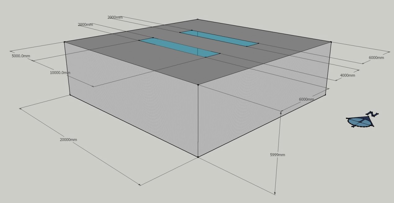Figure 2 Isometric view of standard test-space for benchmark glazing type 2 & 3