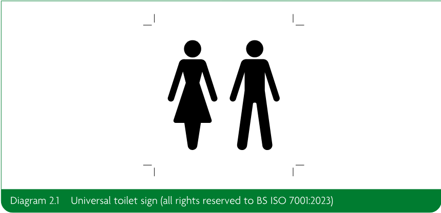 Black universal toilet symbol showing female and male figures side by side.
