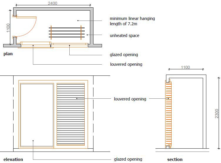 Figure 7.7 Example of passively heated and ventilated dedicated internal drying