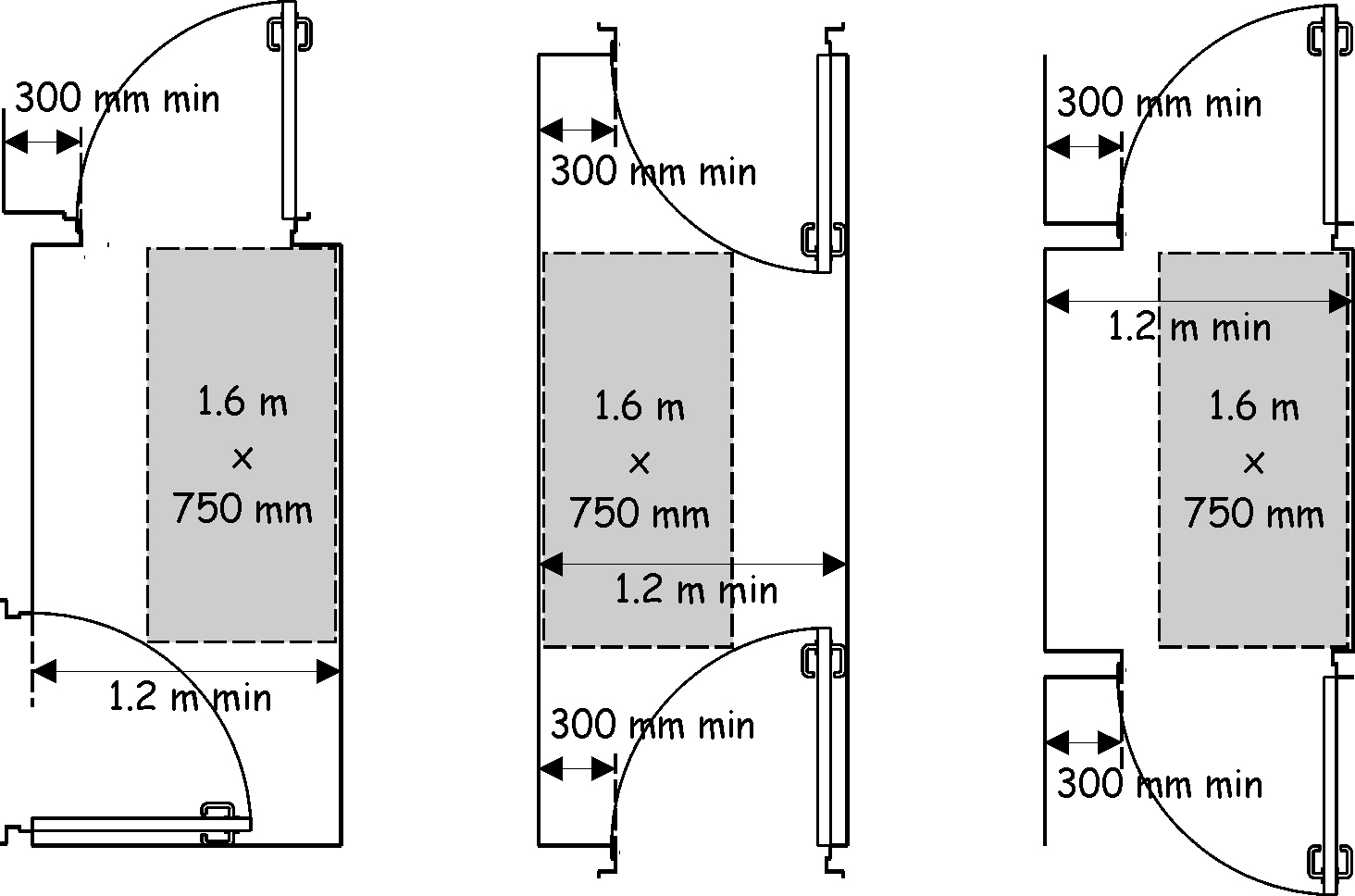 Figure 4.3 Examples of accessible lobby dimensions