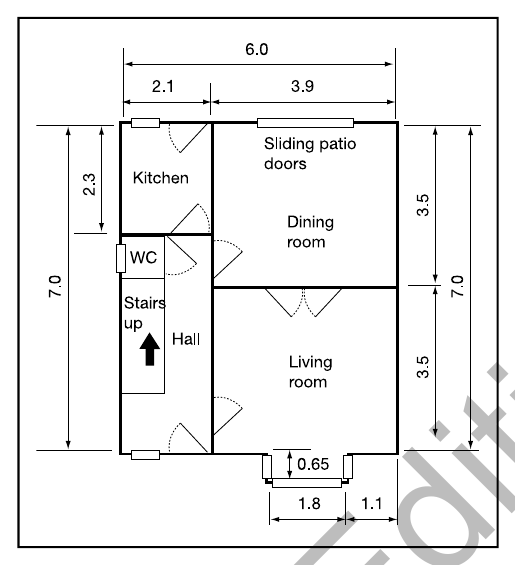 Diagram C2 Semi-detached house ground-floor plan example