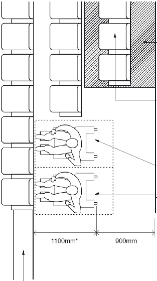 Diagram 15 An example of wheelchair space provision in a cinema or theatre